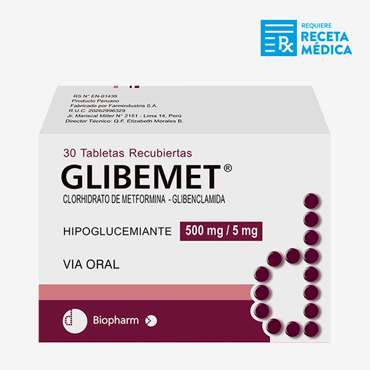 Glibemet 500mg/5mg tab recx30